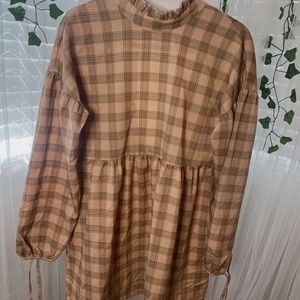Plaid high neck babydoll dress